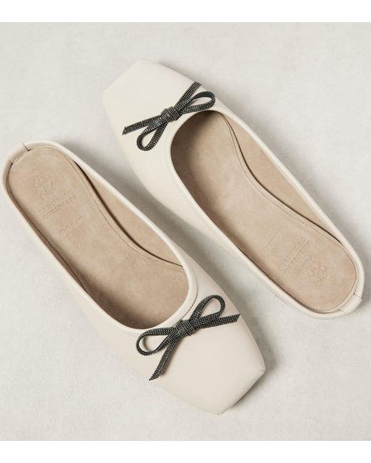 Brunello Cucinelli Natural Monili Leather Mules