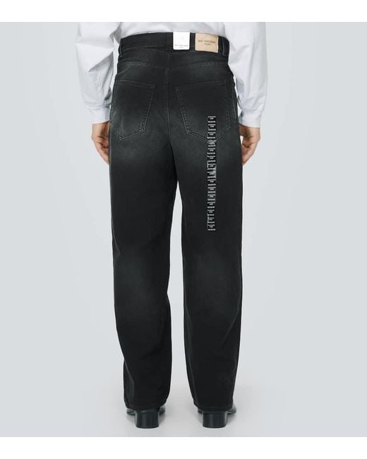 Jeans anchos Size Sticker Balenciaga de hombre de color Black