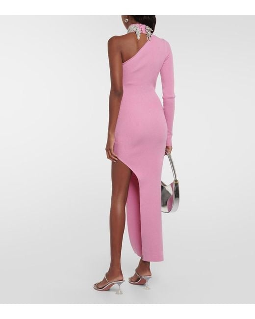 GIUSEPPE DI MORABITO Pink Embellished Wool-Blend Maxi Dress