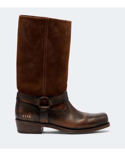 Golden Goose Deluxe Brand Brown Biker Leather Mid-Calf Boots
