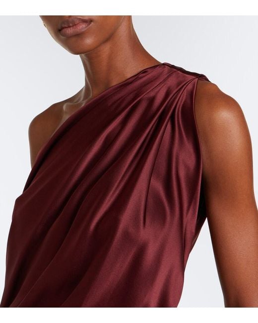 The Sei Purple Draped One-Shoulder Silk Satin Gown