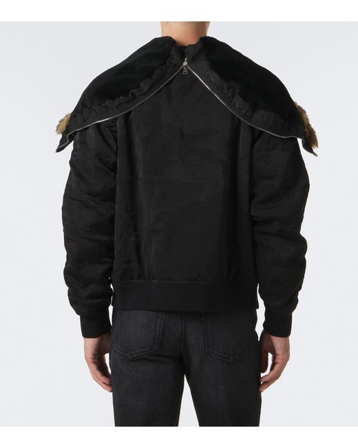 Fendi Black Shearling-Trimmed Technical Blouson Jacket for men