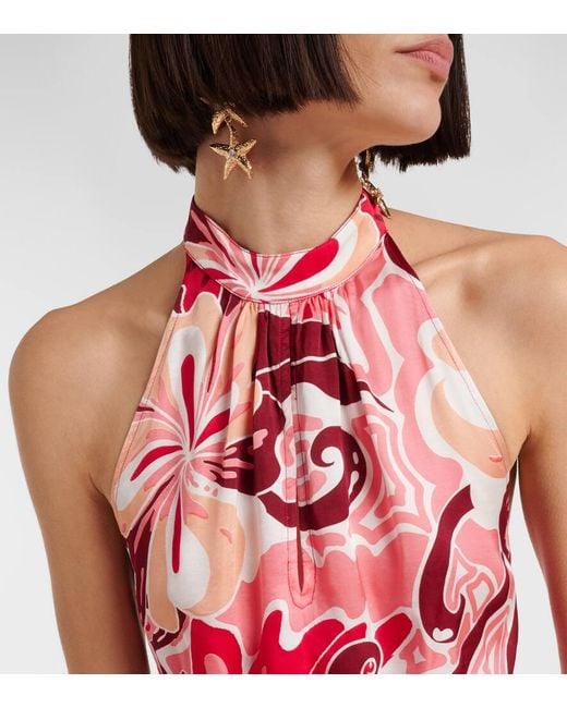 Poupette Red Cassandra Open-Back Satin Minidress