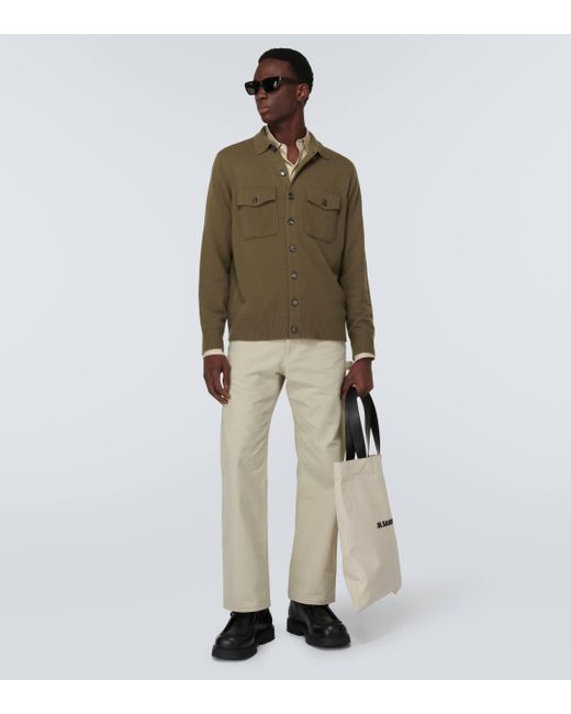 Allude Green Wool And Cashmere Overshirt for men