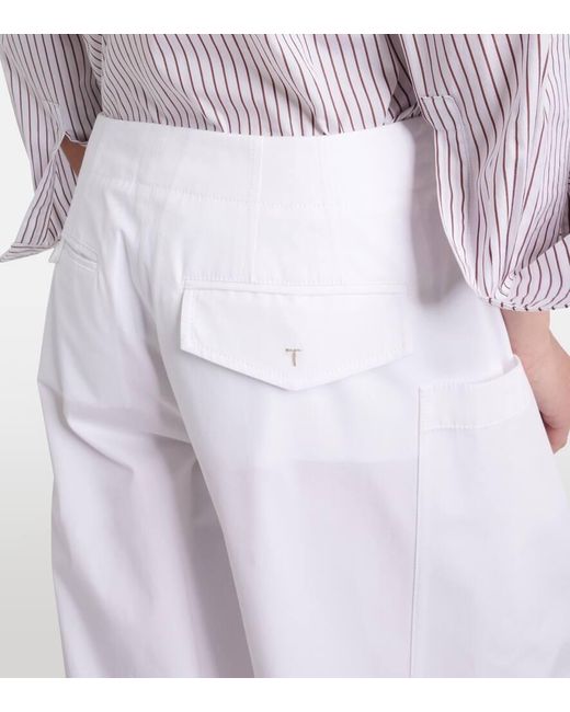 Tod's White Weite Hose Aus Baumwollpopeline