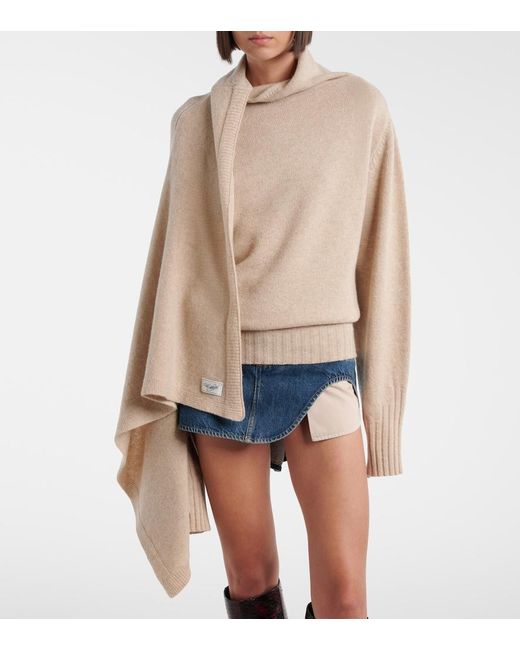 The Attico Natural Scarf-Detail Virgin Wool Sweater