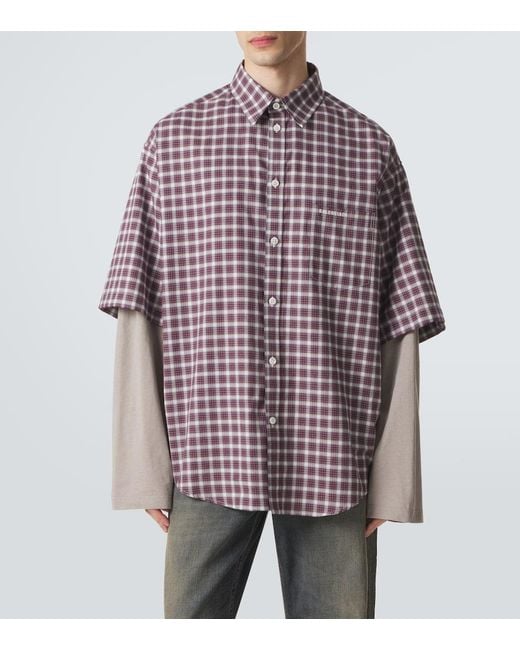 Balenciaga Layered Checked Cotton Shirt for men