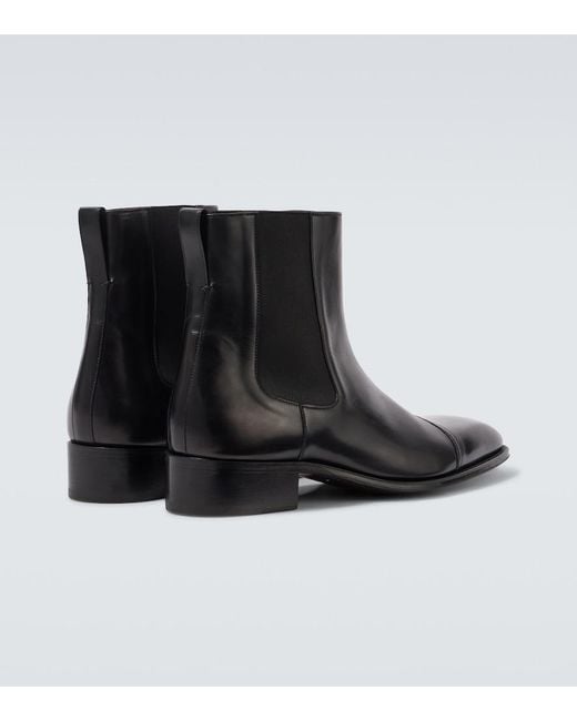 Tom Ford Black Hainaut Leather Chelsea Boots for men