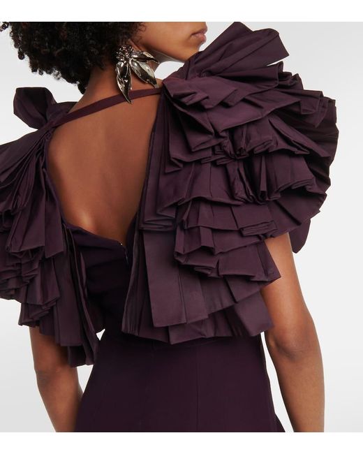 Alexander McQueen Purple Ruffled Crepe And Faille Gown