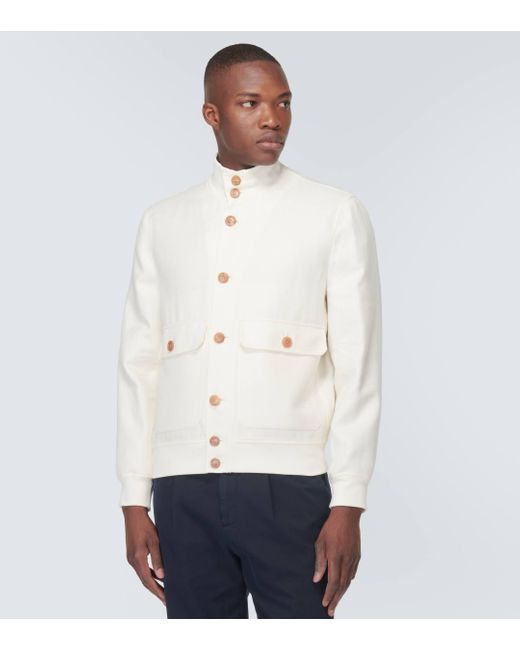 Veste en lin, lain et soie Brunello Cucinelli pour homme en coloris White