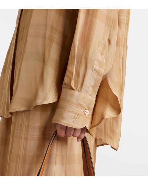 Frankie Shop Natural Peri Checked Twill Shirt