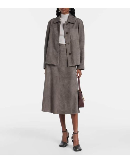Max Mara Brown Suede Midi Skirt