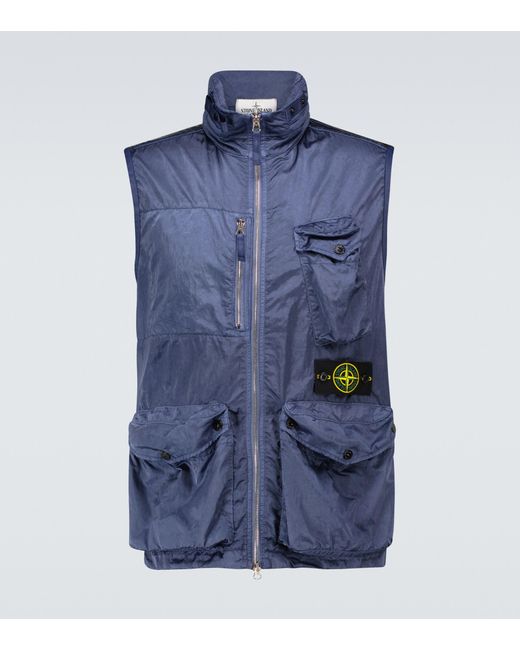 Mens Clothing Jackets Waistcoats and gilets Stone Island Synthetic membrana 3l Tc Gilet Blue for Men 