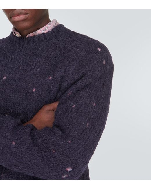 Our Legacy Blue Needle Drop Raglan Wool-Blend Sweater for men