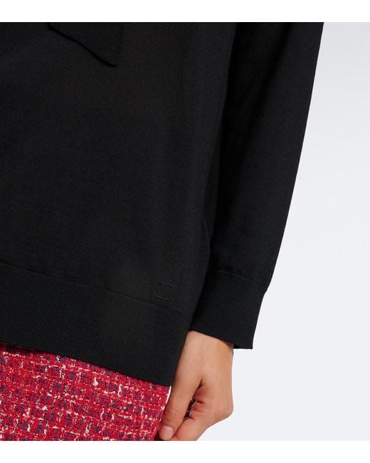 Valentino Black Bow-Detail Wool Sweater