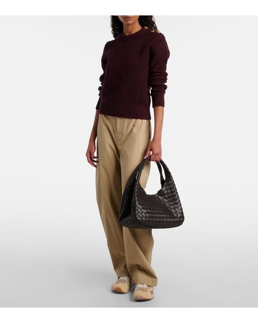 Bottega Veneta Black Campana Intrecciato Leather Shoulder Bag