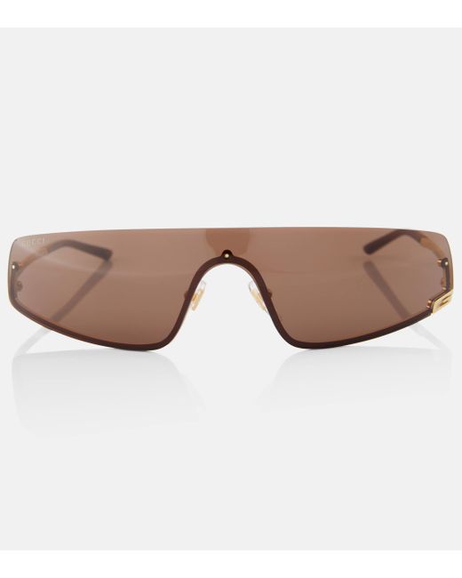 Gucci Brown Metal Flat-top Sunglasses