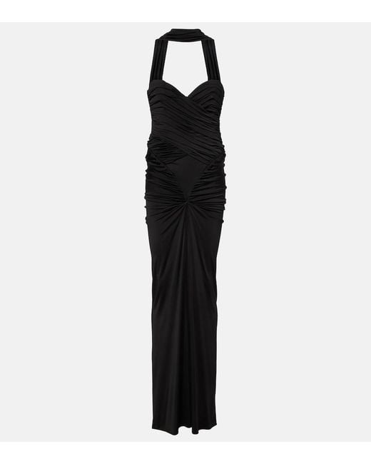 The New Arrivals Ilkyaz Ozel Black Samsara Ruched Strapless Gown