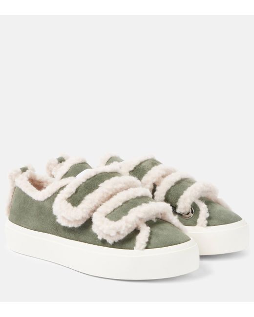 Inuikii Metallic Shearling-trimmed Suede Sneakers