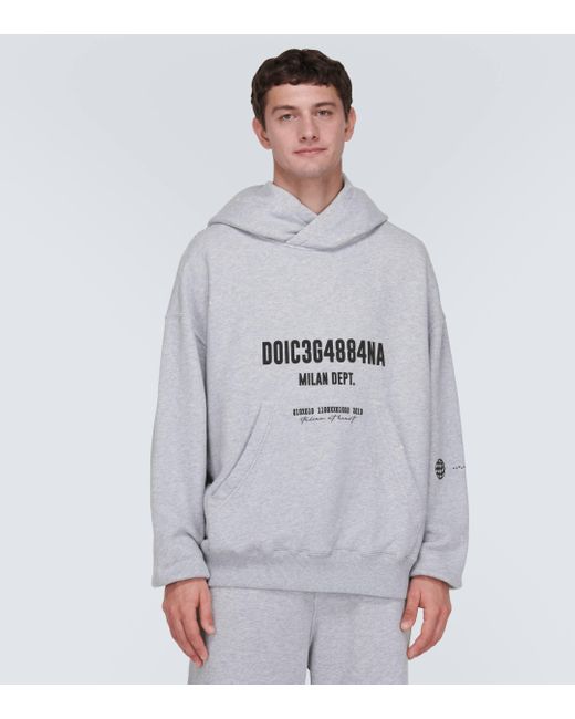 Dolce & Gabbana Gray Logo Print Cotton Sweatshirt for men