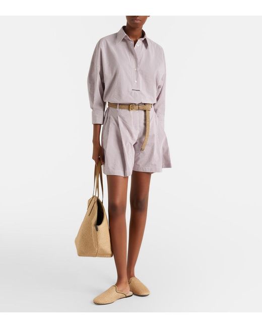 Brunello Cucinelli Pink Striped Cotton-Blend Shirt