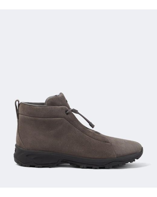 Zegna Brown Triple Stitch Vetta Suede Sneakers for men