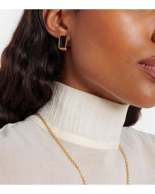Totême White Signature Enamel-Plated Hoop Earrings