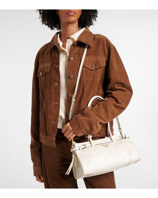 Prada White Bonnie Medium Leather Shoulder Bag