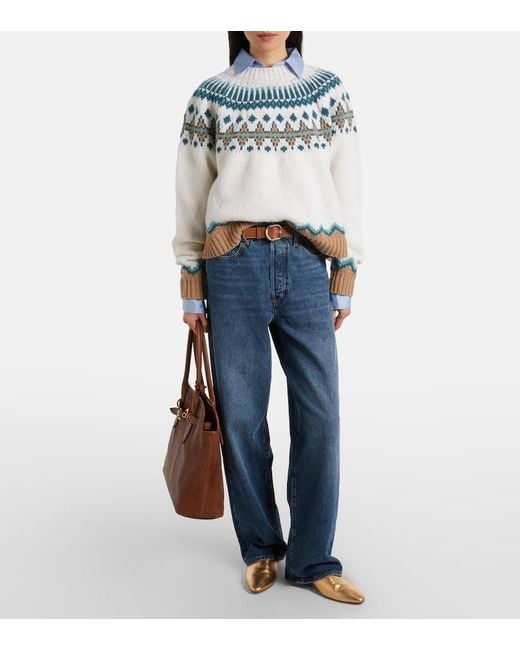 FRAME Blue High-Rise Wide-Leg Jeans Detour