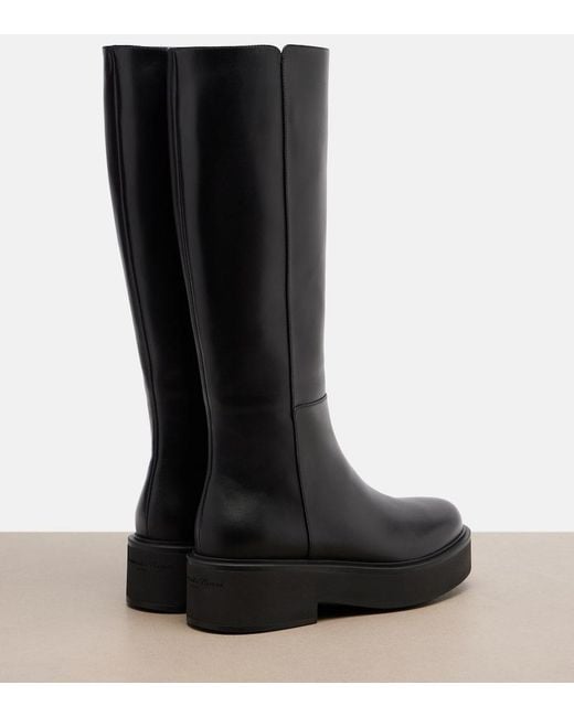 Gianvito Rossi Black Hiro Leather Mid-Calf Boots