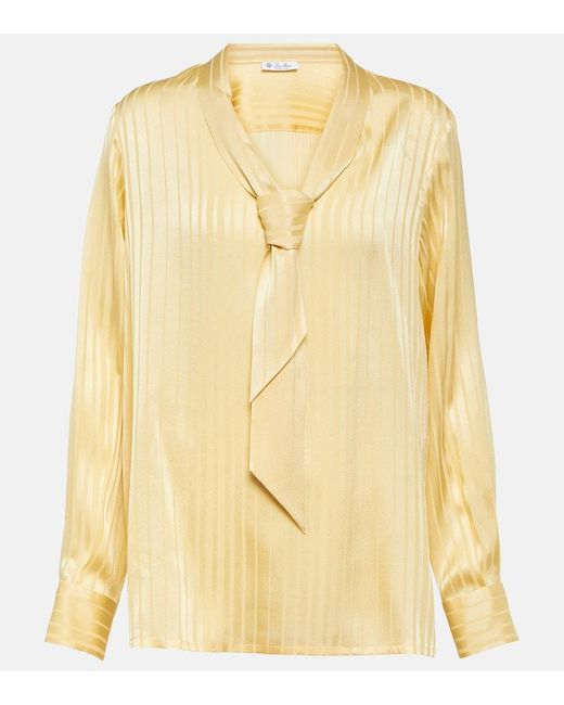 Blusa de seda con lazada Loro Piana de color Yellow