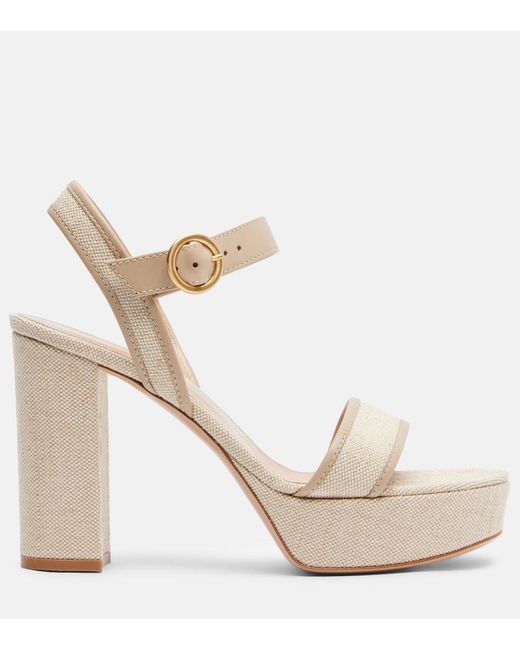 Gianvito Rossi Natural Milos Leather-Trimmed Canvas Platform Sandals
