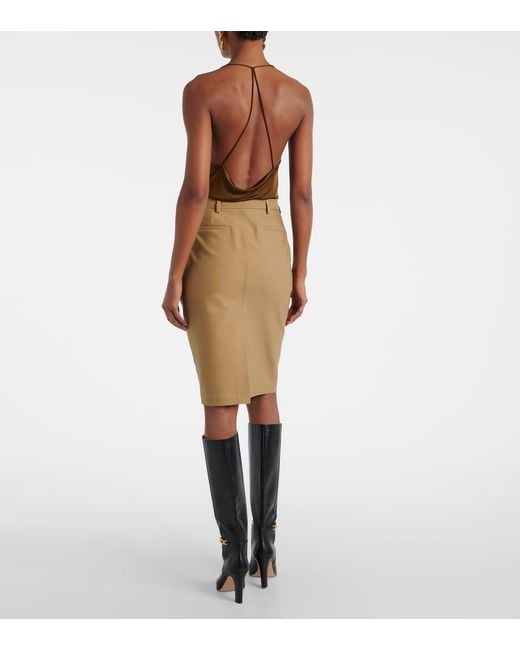 Tom Ford Natural Fitted Pencil Skirt With Front Pockets