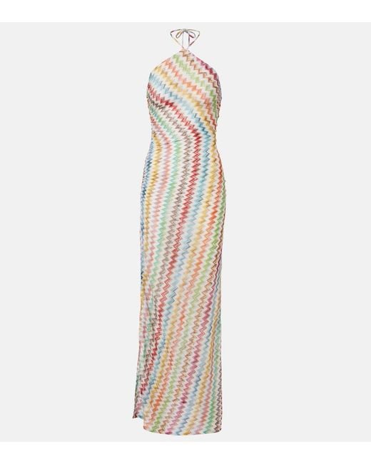 Missoni Metallic Zigzag Halterneck Lame Maxi Dress