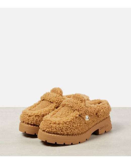 Mules Shea En Shearling Jimmy Choo en coloris Brown