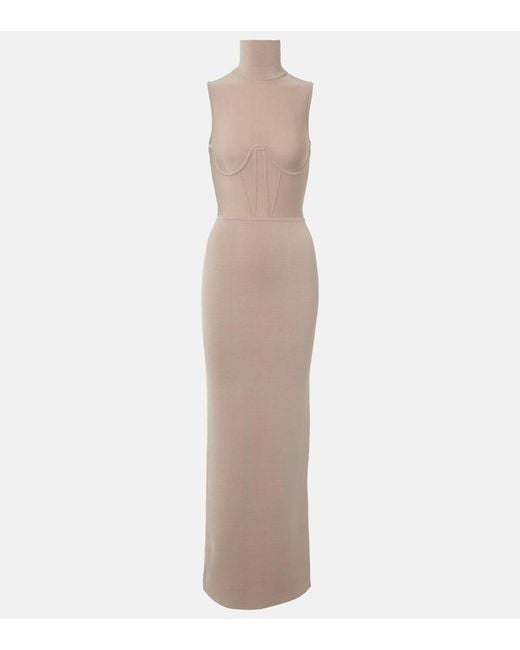 Nensi Dojaka White Gwyneth Knitted Corset Maxi Dress