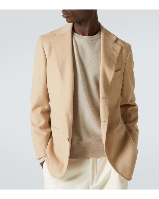Saman Amel Natural Camel Hair Suit Jacket for men