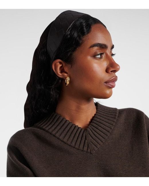 Bottega Veneta Black Intrecciato Leather Headband