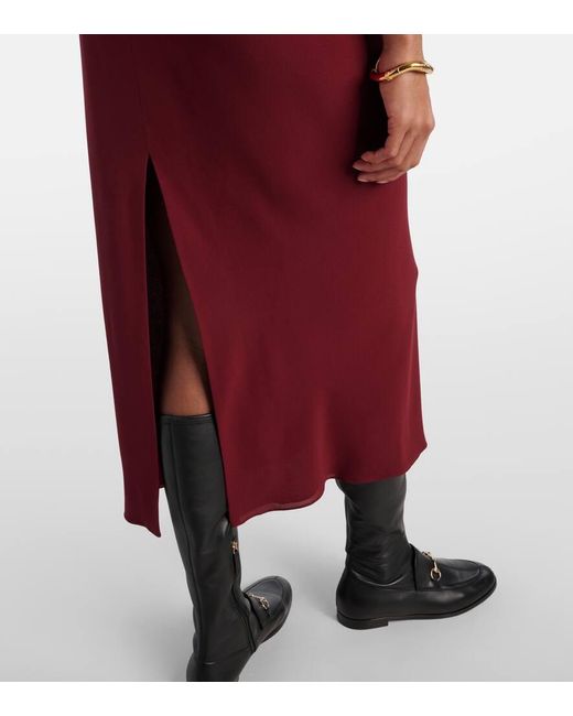Gucci Red Verziertes Midikleid Aus Seide