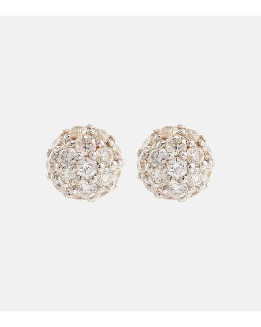 STONE AND STRAND White Ohrringe Dainty Mirror Ball aus 10kt Gelbgold mit Diamanten