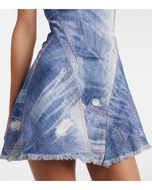 Roberto Cavalli Blue Faded Denim Minidress