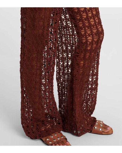Pantalones Anchos De Croche De Algodon Anna Kosturova de color Brown