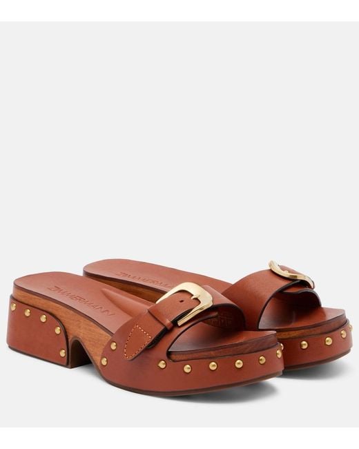 Zimmermann Brown Alight Leather Mules