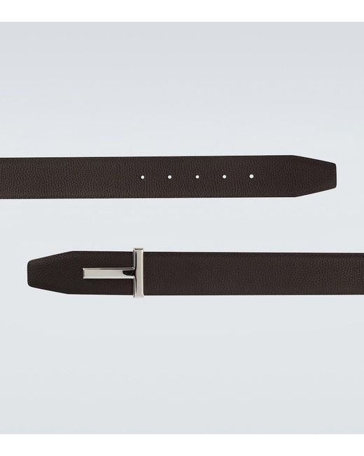 Tom Ford Black T Icon Reversible Leather Belt for men