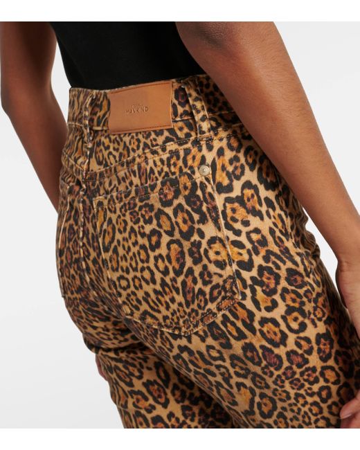 7 For All Mankind Brown Ali Leopard-print High-rise Flared Jeans