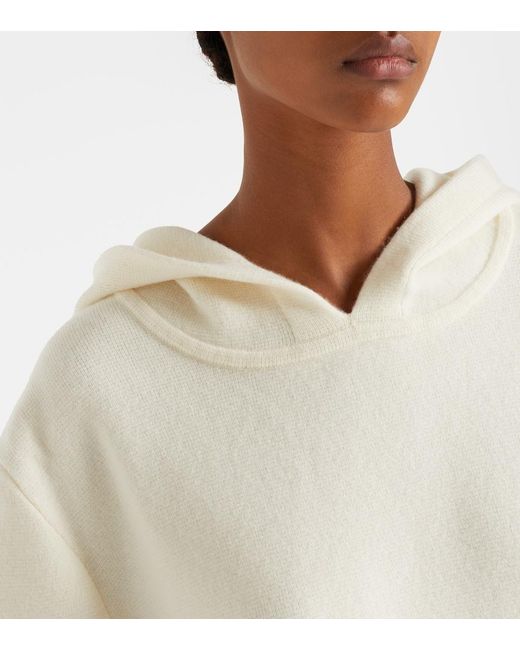 God's True Cashmere White Embellished Cashmere Hoodie