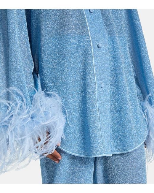 Oseree Blue Hemd Lumiere Plumage Mit Federn