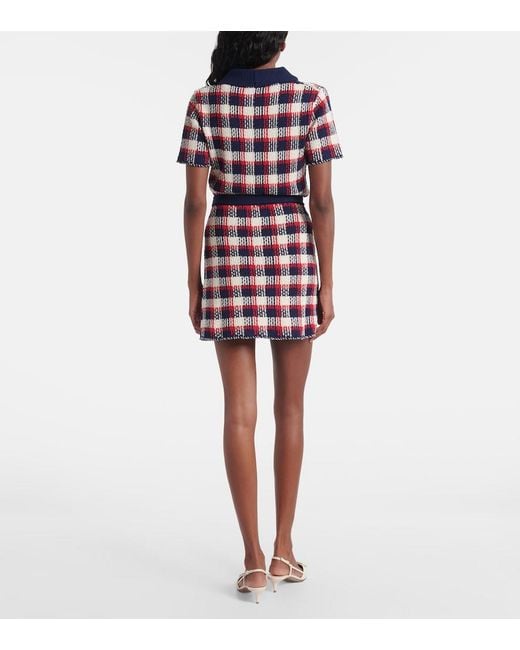 Valentino Red Checked Cotton Miniskirt