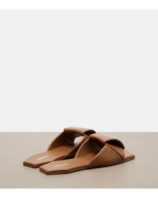 Loewe Brown Origami Leather Slides