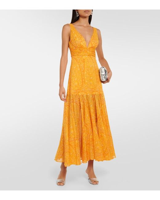 Giambattista Valli Yellow Printed Cotton Maxi Dress